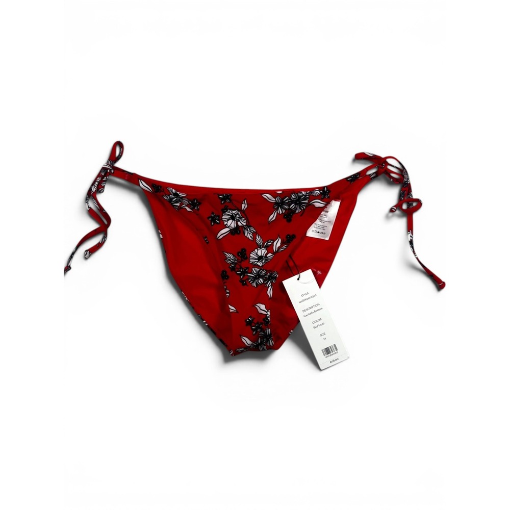 NWT Veronica Beard Gavitella Red Multi Floral Side Tie Bikini Bottom Size M